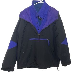 Vintage White Sierra Jacket Adult Bland and Purple Sz L Winter Ski Softshell